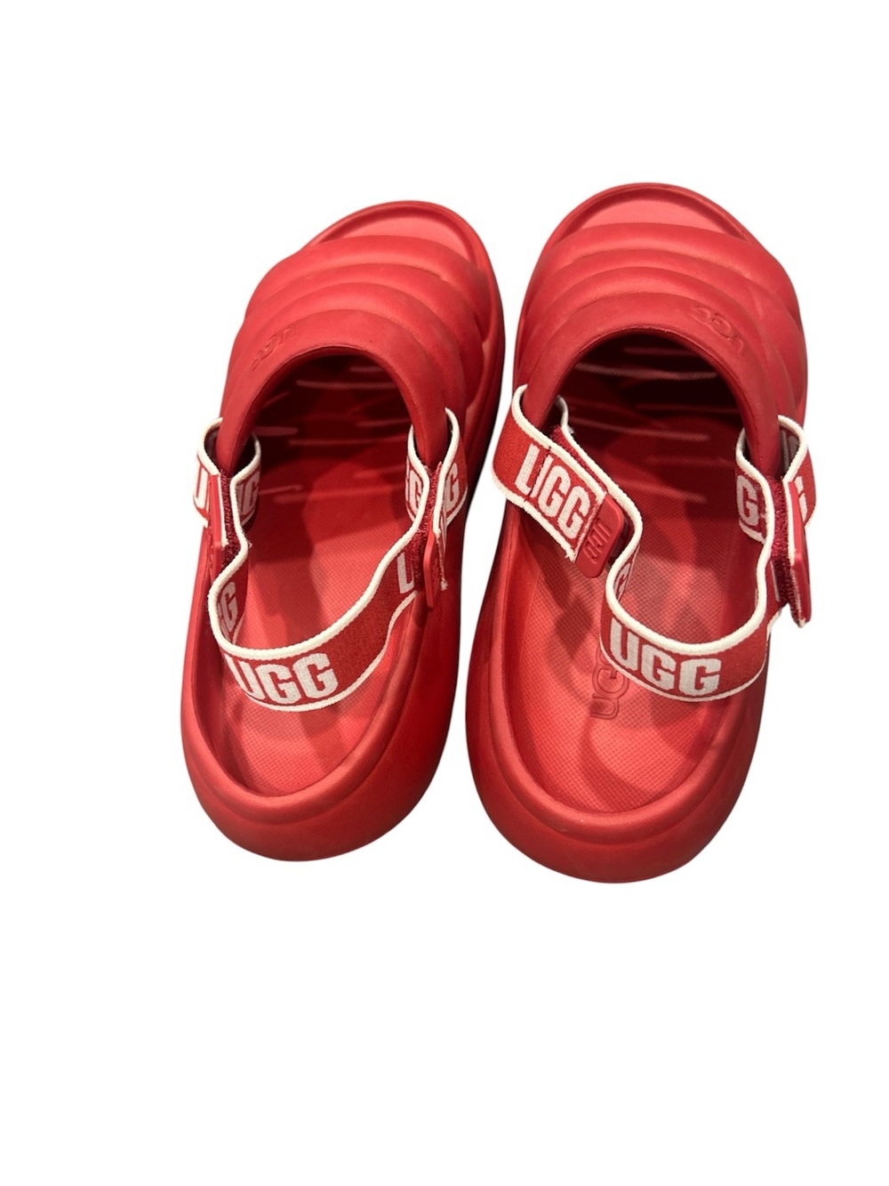 UGG Women’s Sport Yeah Red Padded Foam Slide Sandals with Branded Heel Strap - Picture 2 of 4